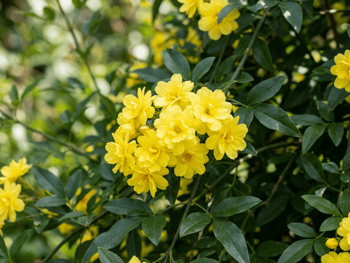 Primel-Jasmin — Nahaufnahme von Blättern und Blüten