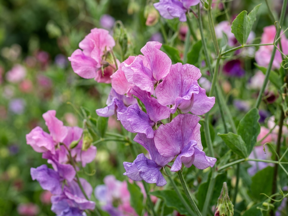 Sweet Pea — close-up of leaves and flowers