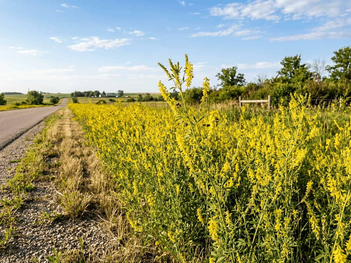 Yellow Sweetclover in a garden setting