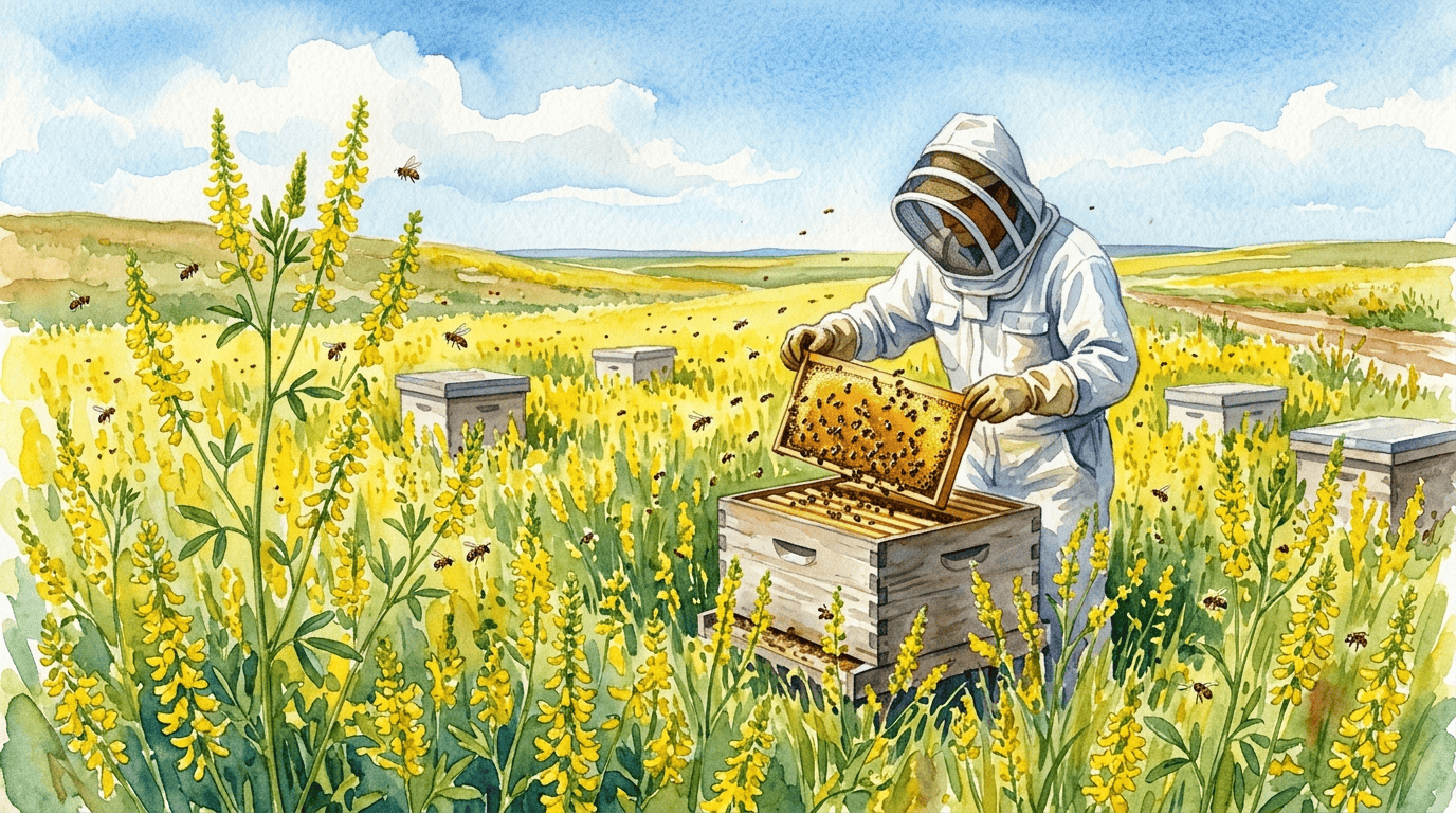Illustrated historical scene for Yellow Sweetclover