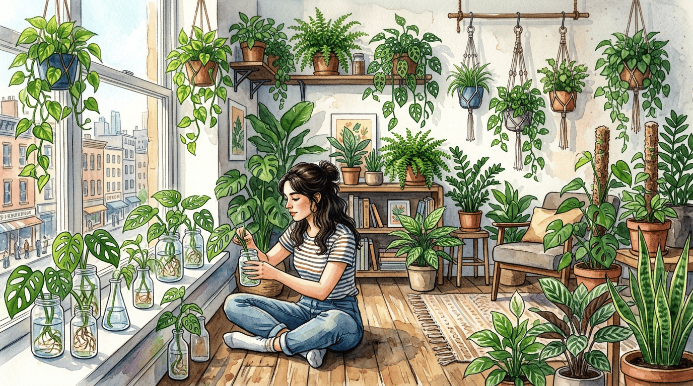 Illustrierte historische Szene zu Monstera Adansonii