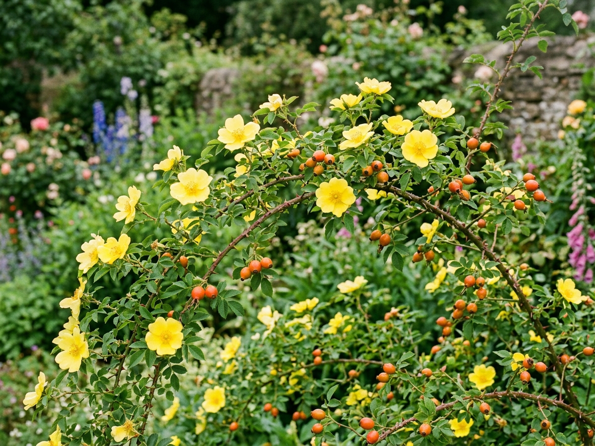 Austrian Briar in a garden setting