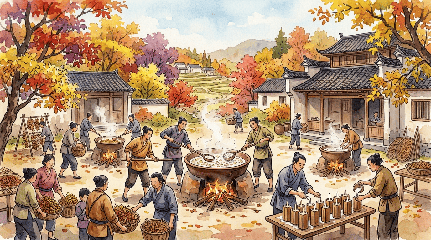 Illustrated historical scene for Chinese Tallow
