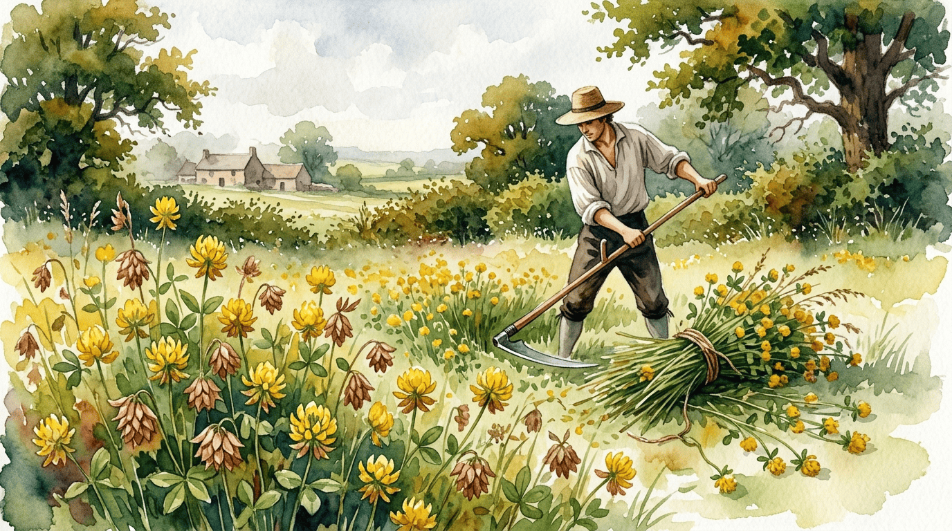 Illustrierte historische Szene zu Gold-Klee
