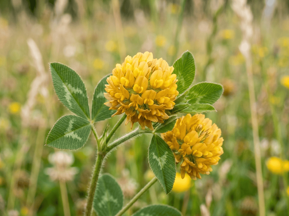 Hop Trefoil — close-up of leaves and flowers