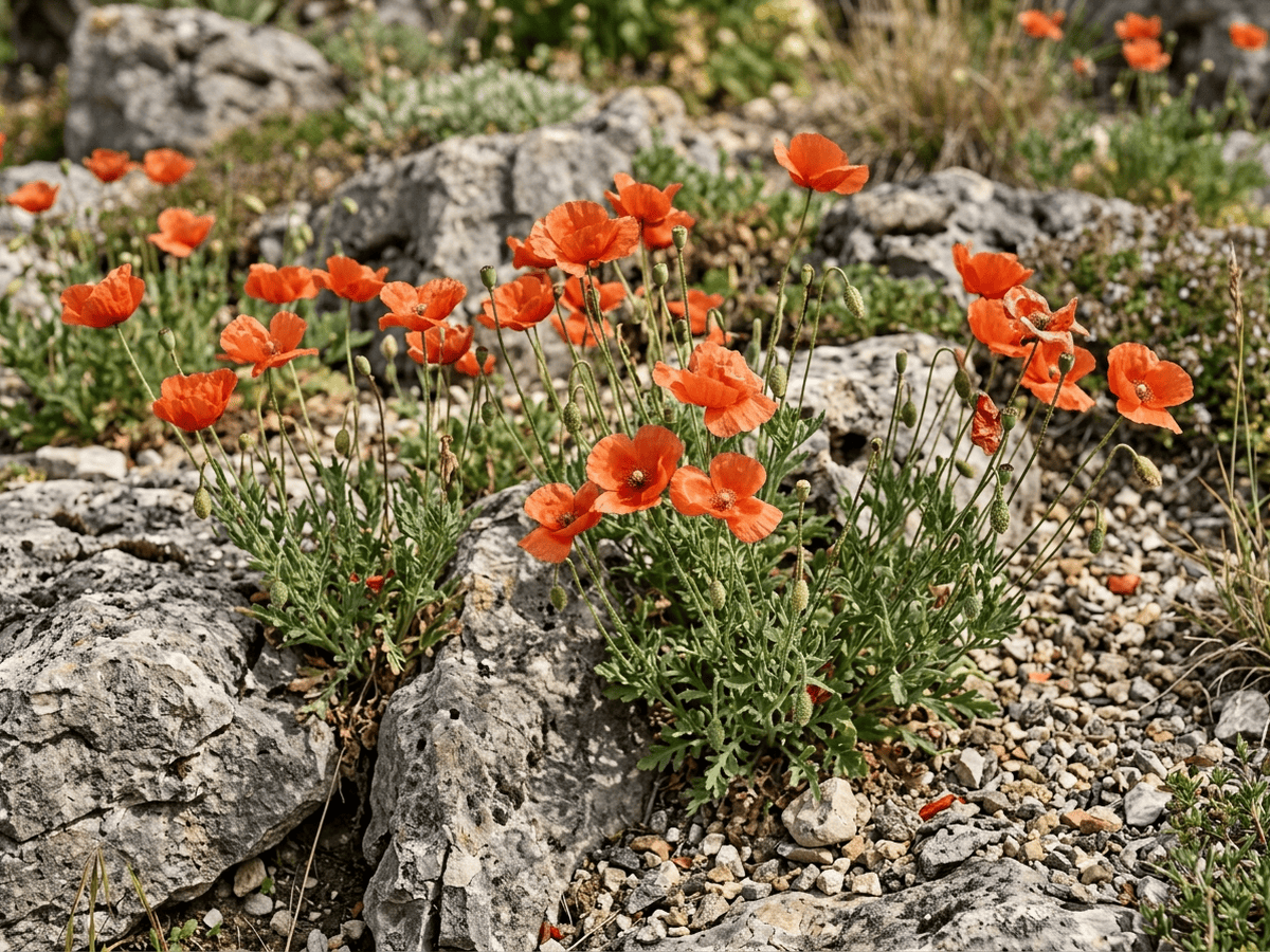 Amapola española en un jardín