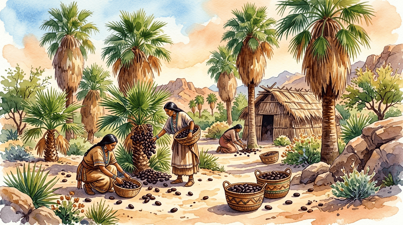 Scena storica illustrata per Palma della California