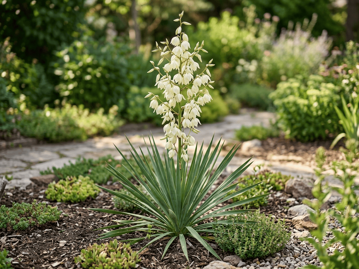 Weichblättrige Palmlilie (Yucca flaccida), ganze Pflanze
