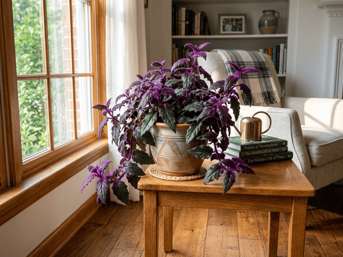 Purple Velvet Plant in a garden setting