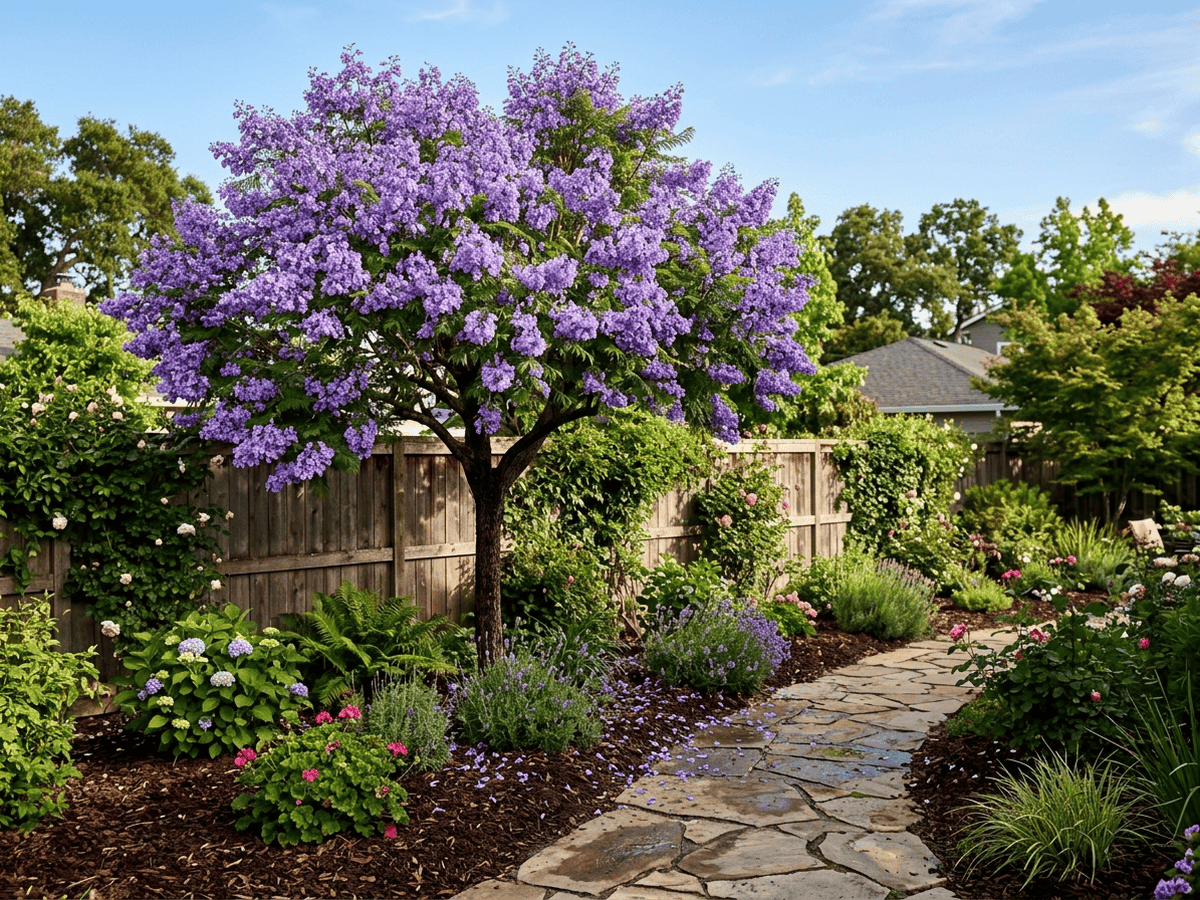 Purple Jacaranda in a garden setting