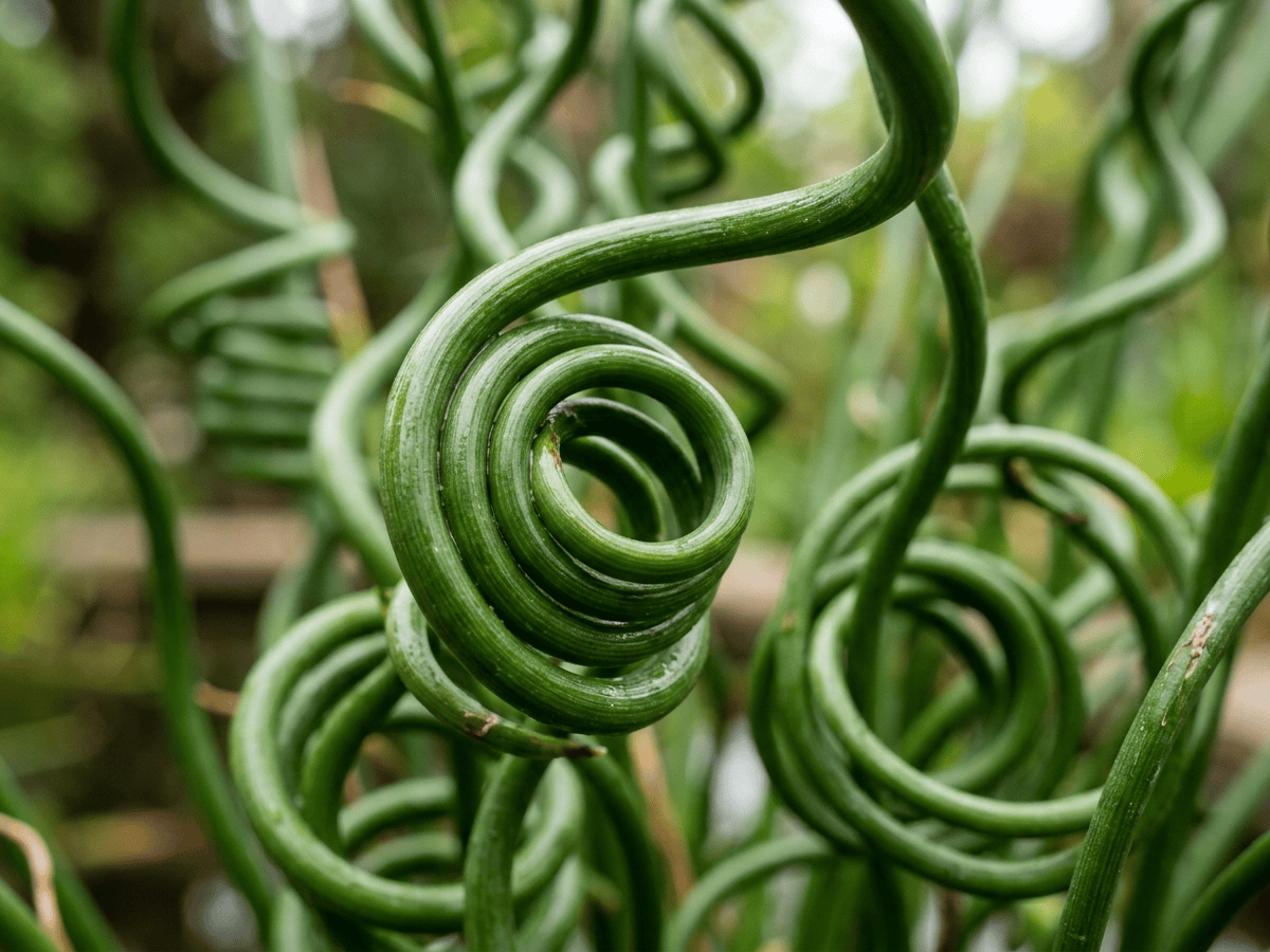 Corkscrew Rush — close-up of leaves and flowers