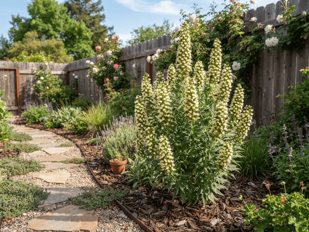 Green Bugloss in a garden setting