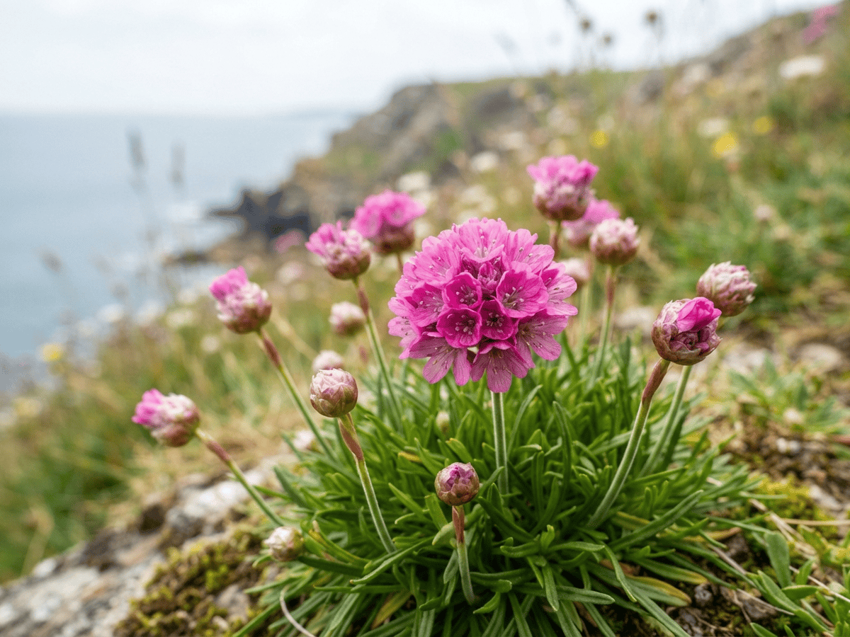 Gazon d'Espagne — gros plan sur feuilles et fleurs