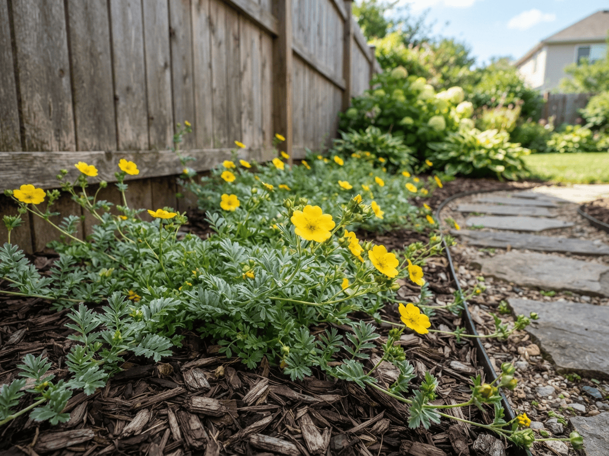 Silverweed in a garden setting